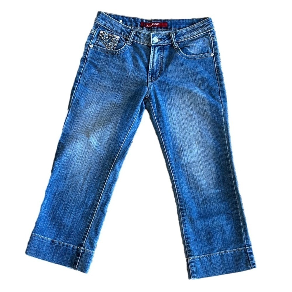 🇺🇸 P&P Casual Collection Rhinestone embellished cropped jeans